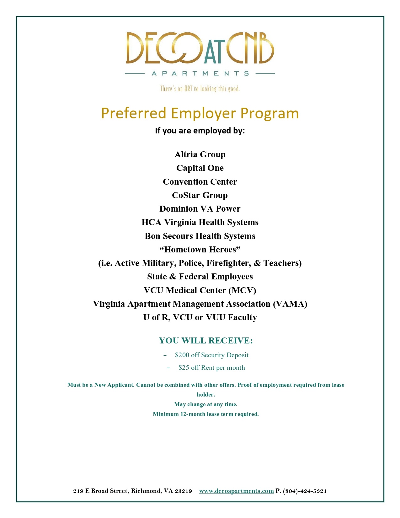 Ask about our Preferred Employer Program!